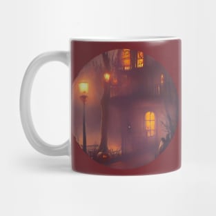 Halloween house in purple haze Mug